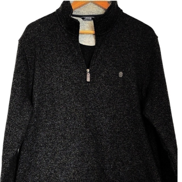 NWOT IZOD Quarter Zip Men Sweater size Large black and gray new without … - Picture 2 of 6
